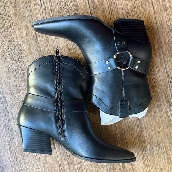 New Open Edit Edenzo-Lea Boots Women's Size 8 M Black Cowgirl Booties Pointy Toe - Picture 7 of 11